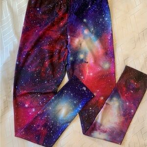 Galaxy Print stretchy Leggings colorful universe space costume cosplay shiny art